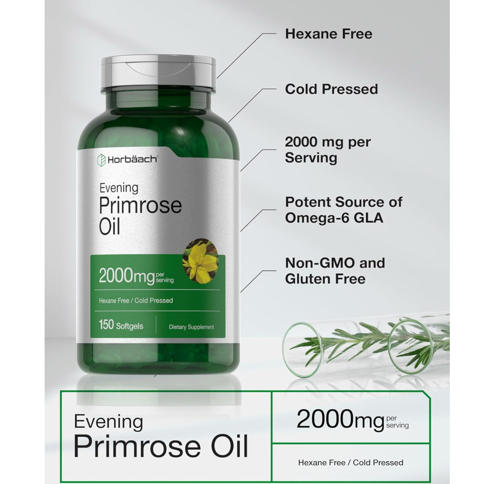Cápsulas de aceite de onagra 2000 mg | Equilibrio hormonal y salud femenina