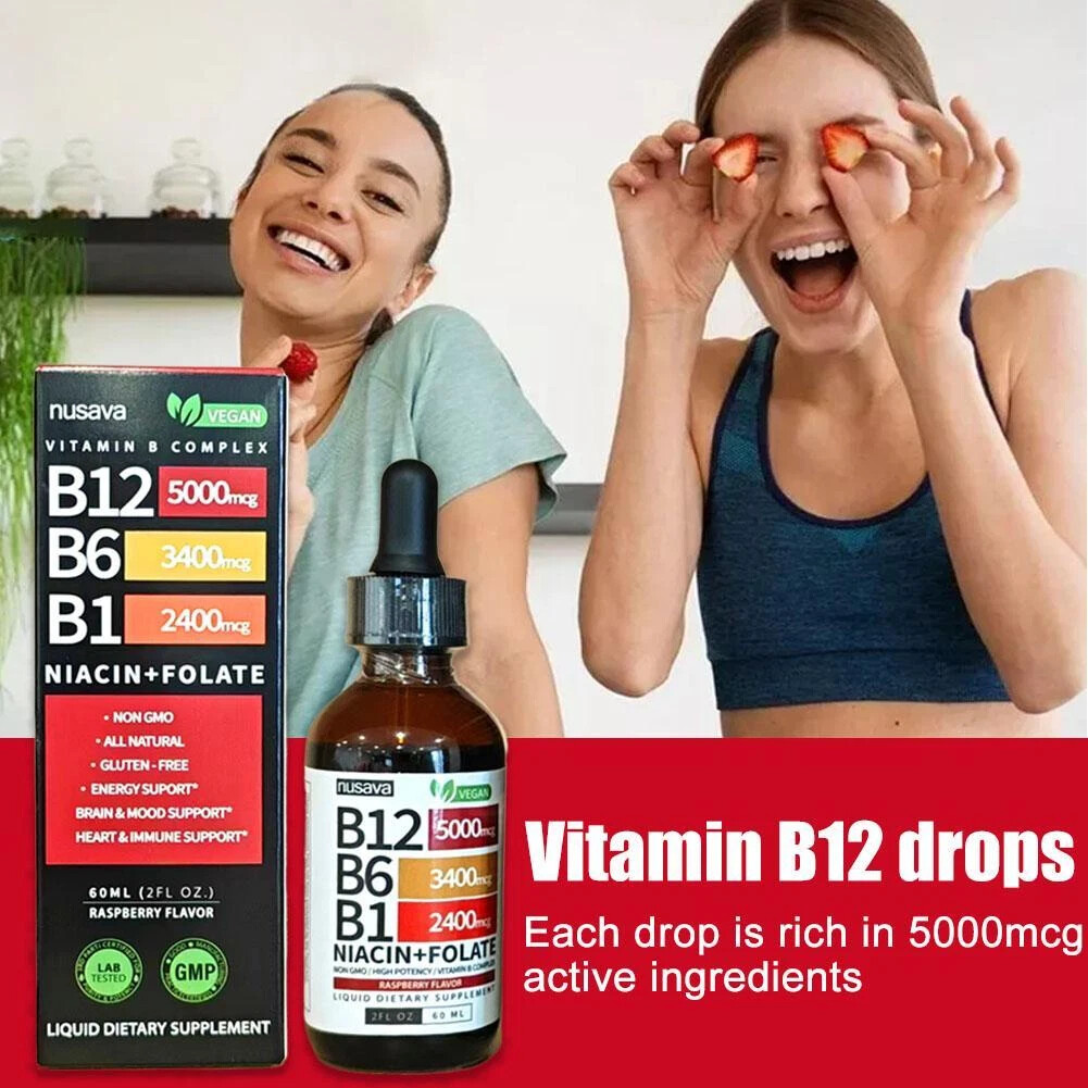 1-5 Liquid Vitamin B12 and B6 bottles Drops, B12 Sublingual Vitamin B Complex