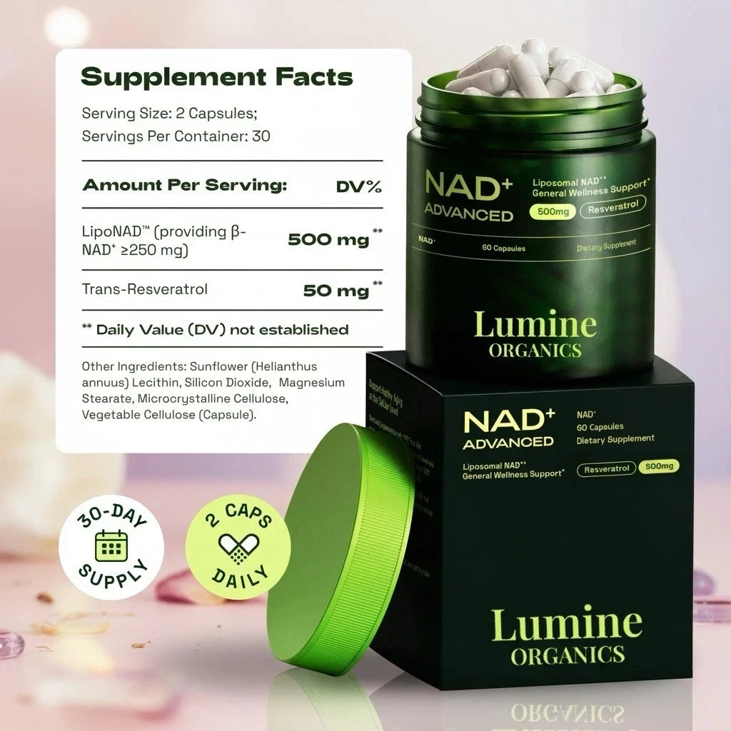 Lumine Organics NAD+ Advanced Liposomal 500mg 60 Capsules (pack of 5)