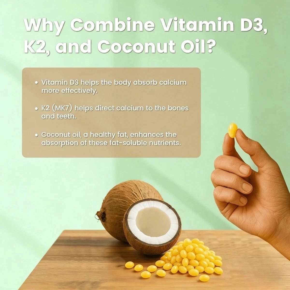 3PCS VEV D3 K2 10000 IU Softgels with Coconut Oil, 2-in-1 Vitamin Support 300 Ct