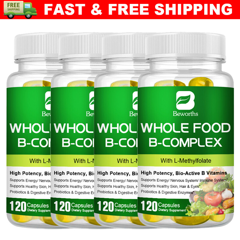 Vitamin B Complex 120 Capsules B1,B2,B3,B5,B6,B7,B9,B12, Immune Support Pills