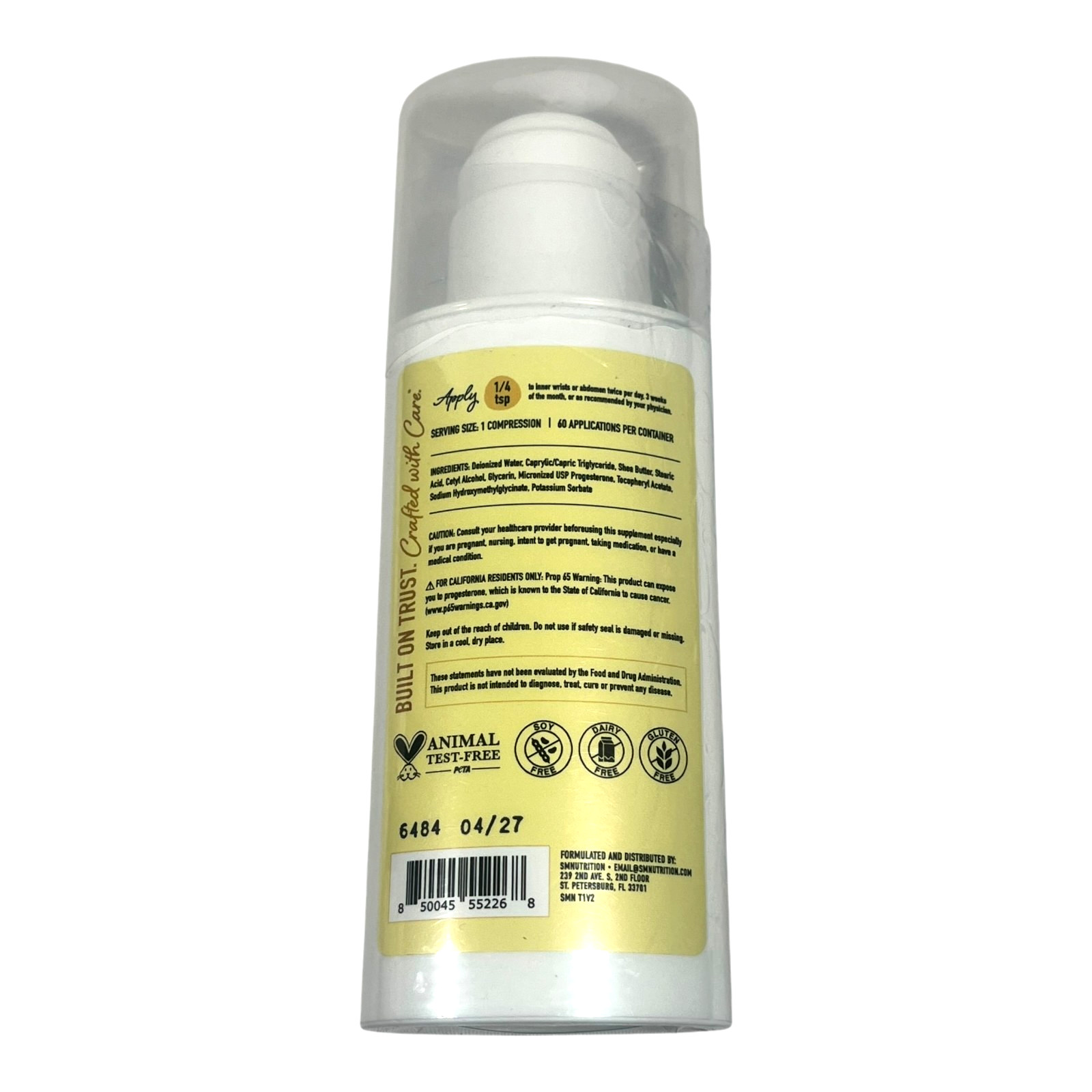 SM Nutrition Progesto Cream 5 oz Fragrance Free – EX 04/27
