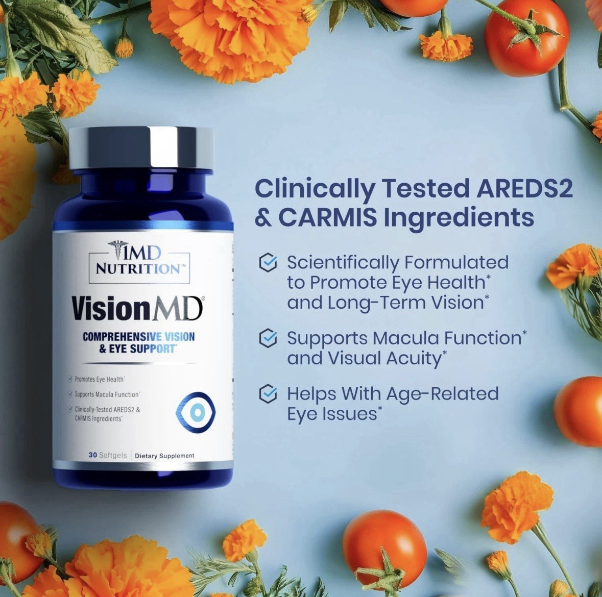 1MD Nutrition VisionMD Eye Vitamin CARMIS – 30 Count (Pack of 1) EXP 6/2027