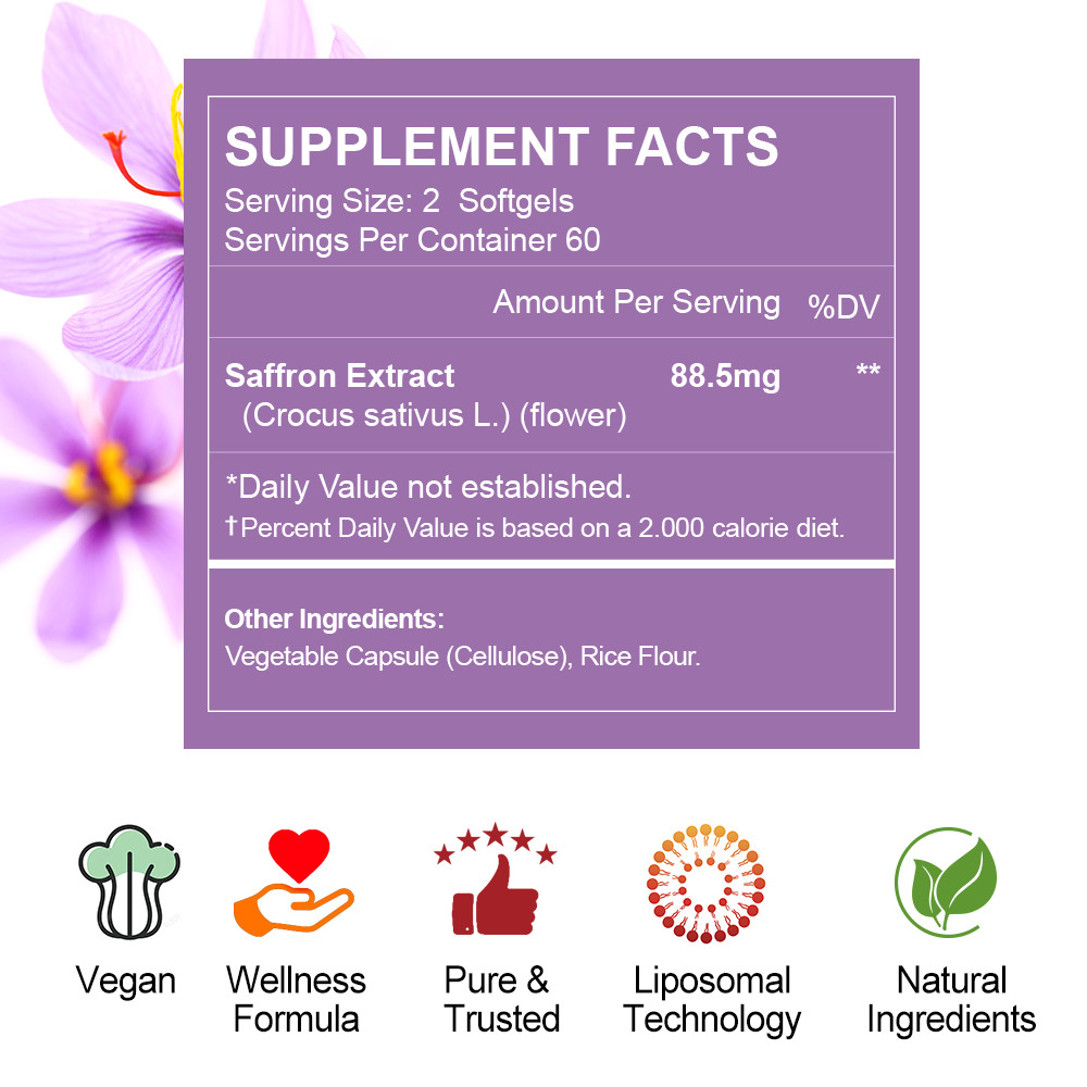 Pure Saffron Extract 88.5mg – Supports Healthy Appetite Suppressant 240 Capsules