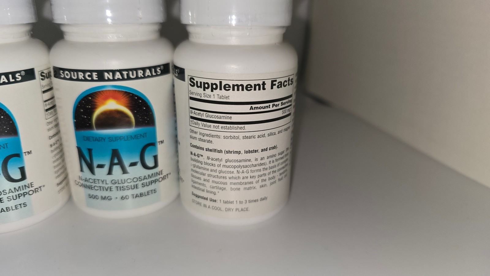 3 Pack Source Naturals N-A-G N-Acetyl Glucosamine 500 mg 60 Tabs Exp 09/27