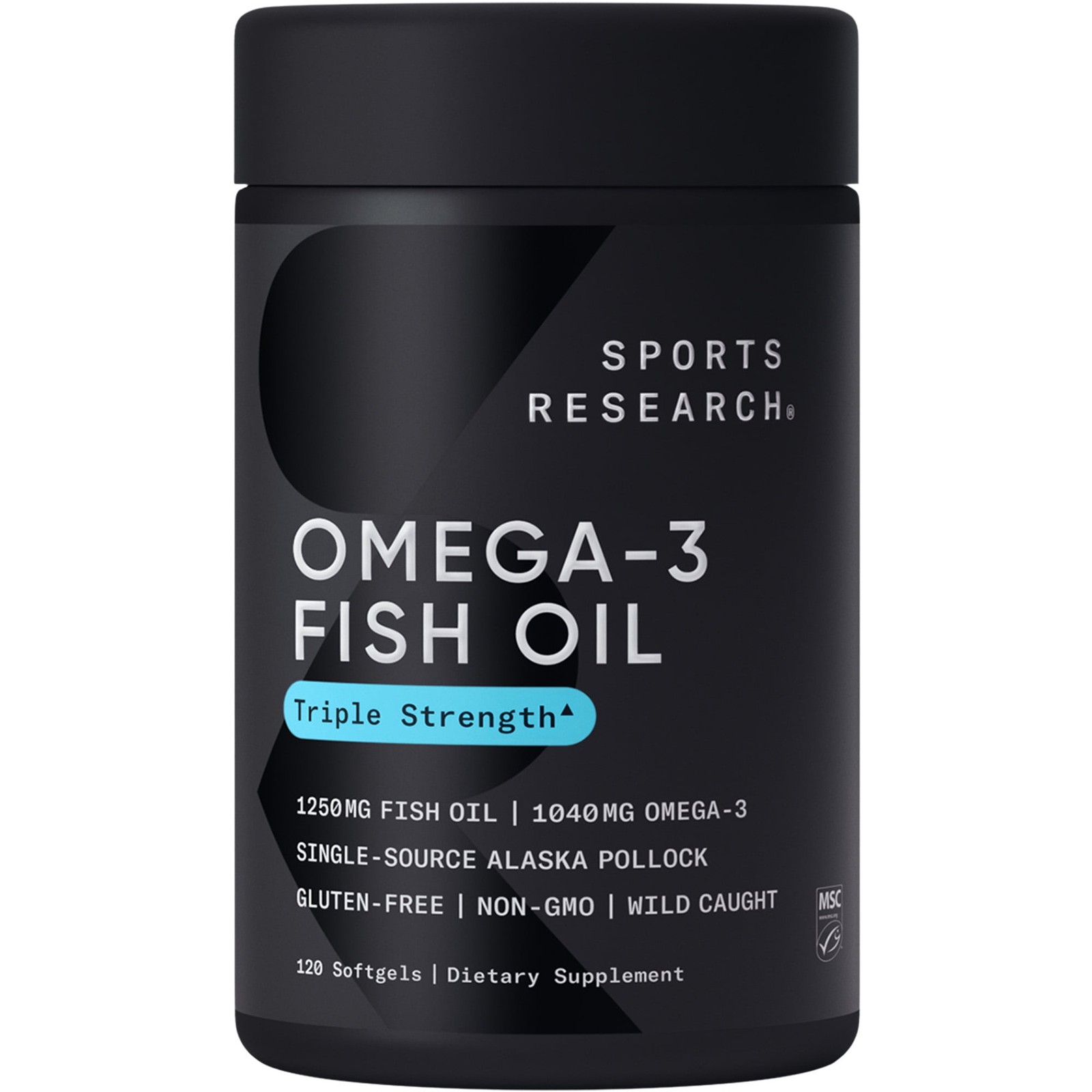 Sports Research Omega 3 Fish Oil Supplement, Triple Strength 1250mg Omega 3