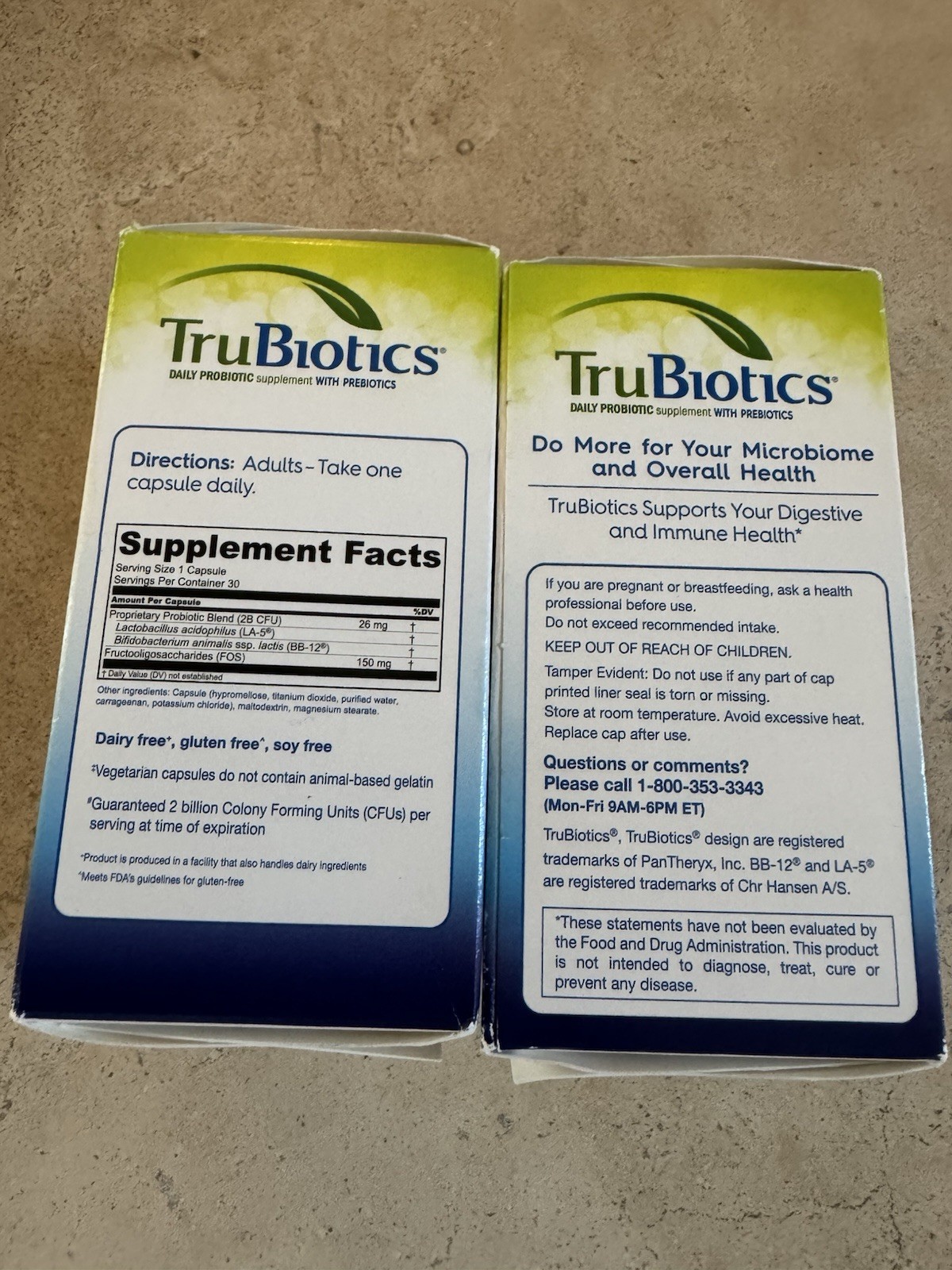 2 TruBiotics DIGESTIVE IMMUNE HEALTH Daily Probiotic 30 Capsules Each 7/26 NIB