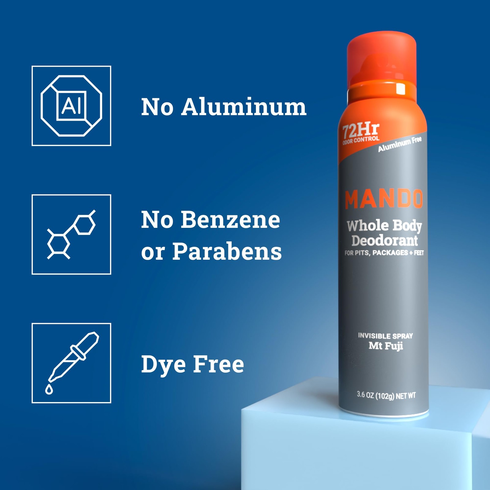 Mando Whole Body Deodorant For Men – Invisible Spray 3.6 Ounce (Pack of 2)