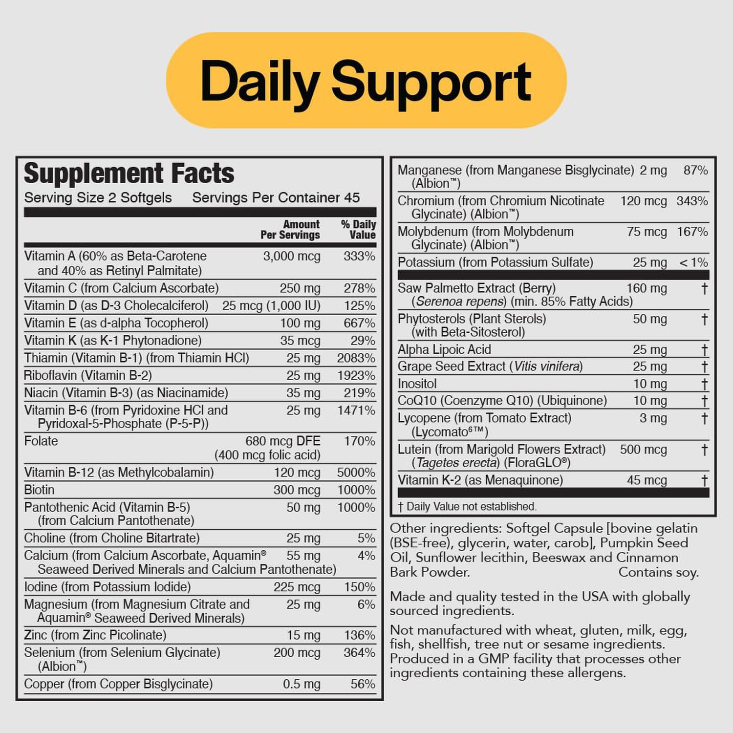 PureFormulas Multivitamin for Men – 90 Softgels