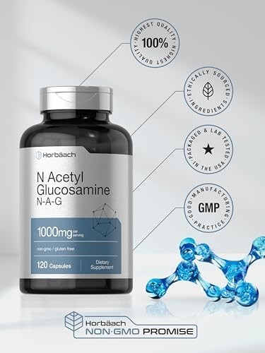 N-Acetyl Glucosamine 1000mg | 120 Capsules | Non-GMO, Gluten Free | N-A-G Suppl.