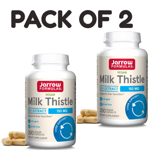 Jarrow Formulas Milk Thistle Supplement 150 mg. 30:1 200 Count (Pack of 2)