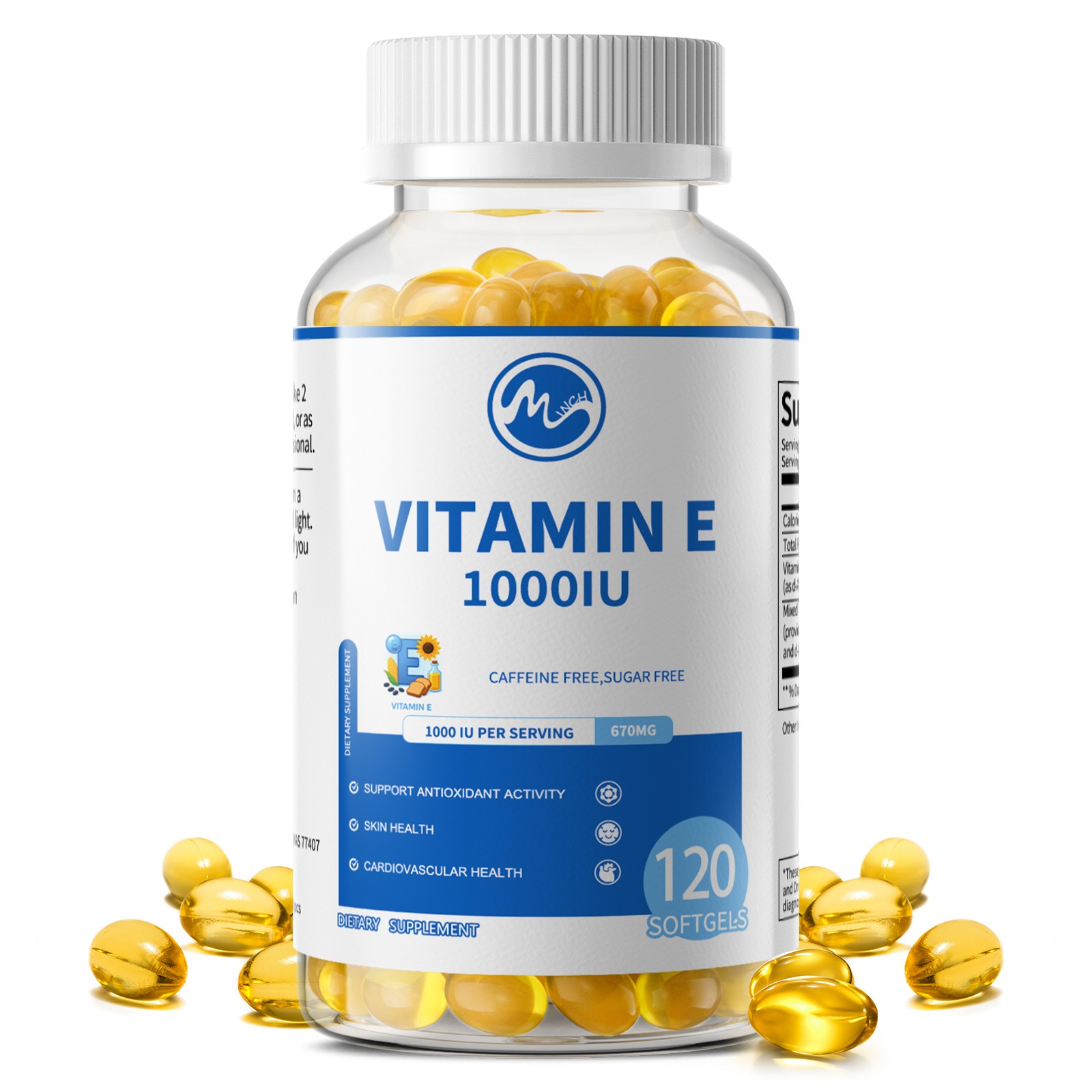 Vitamin E 670 mg (1000 IU) dl-Alpha, for Skin, Heart, and Immune Health Support