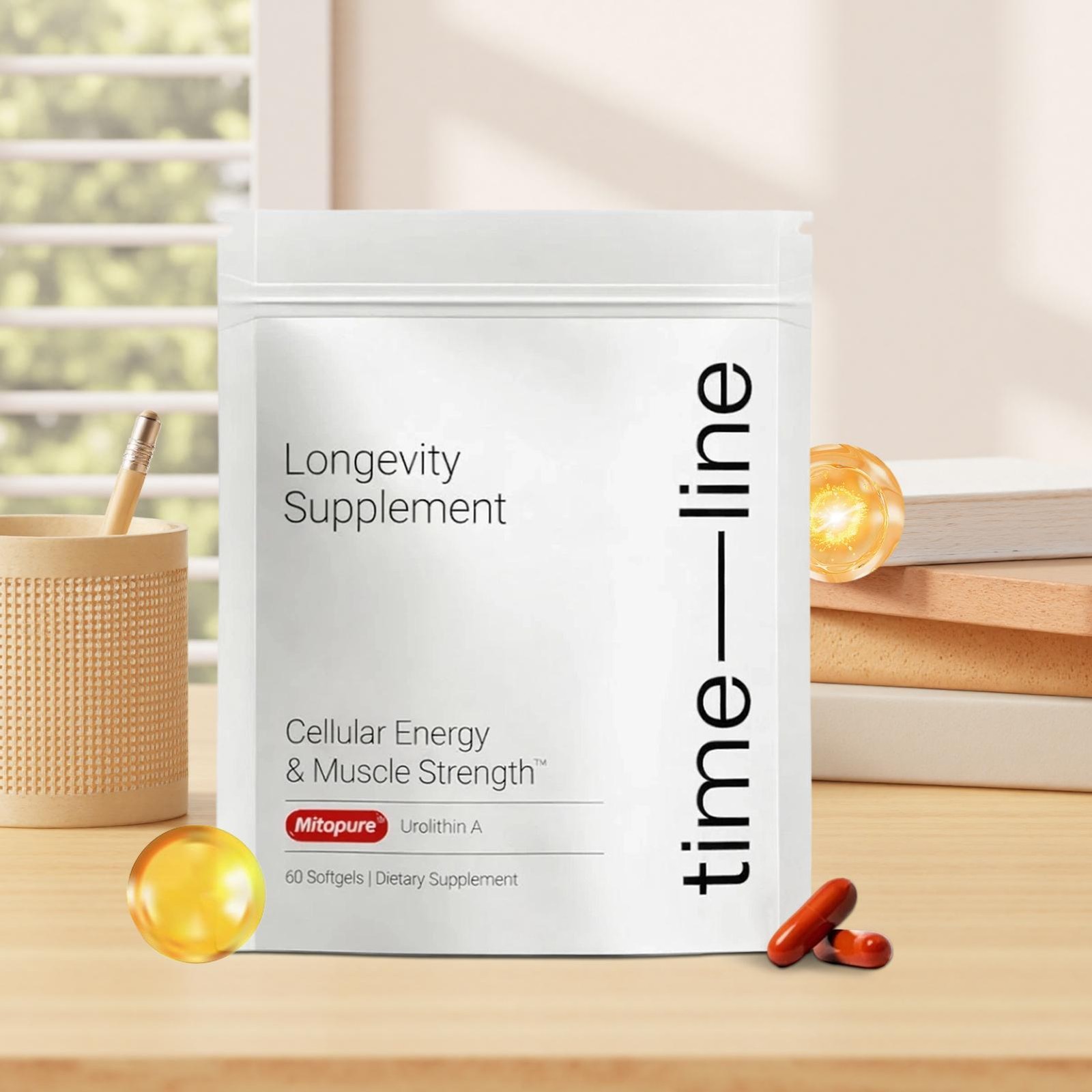 Time-Line Longevity Supplement Urolithin A, 60 Softgels, Muscle Strength Support