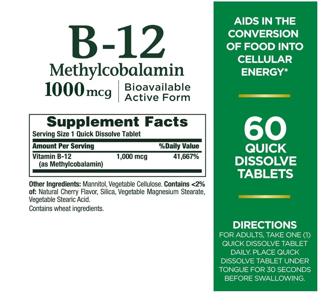 2 Pack Nature’s Bounty B12 as Methylcobalamin 1000mcg 120 Total Exp 03/2028