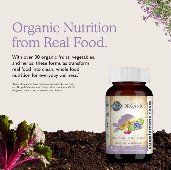Garden of Life Organic Prenatal Multivitamin Supplement, 180 Tablets 02/2028