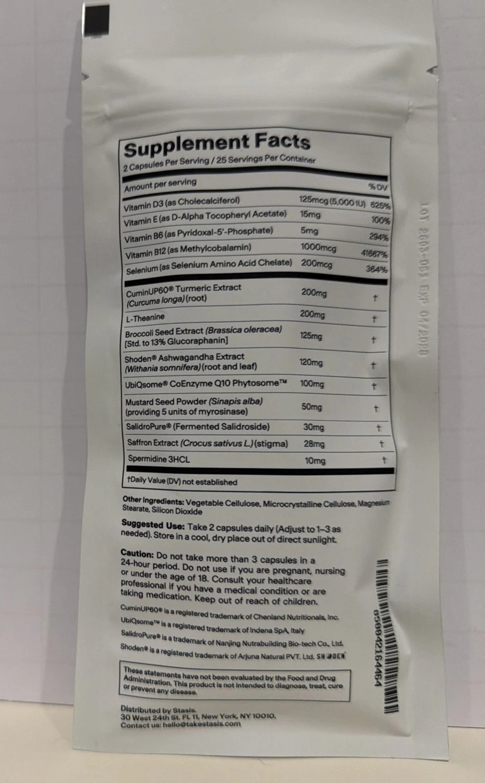Stasis Daytime & Nighttime Supplement Bundle 50 Caps Each; SEALED Exp 04/2028