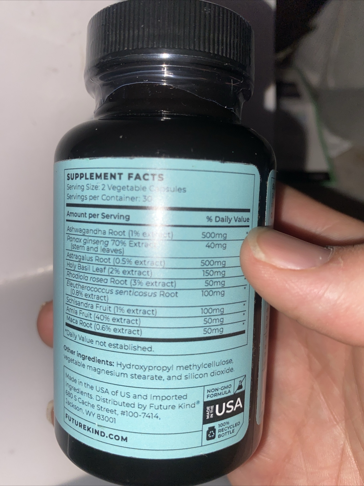 Future Kind Vegan Super Plant 60 Capsules Stress Mood Energy Support 01/2025