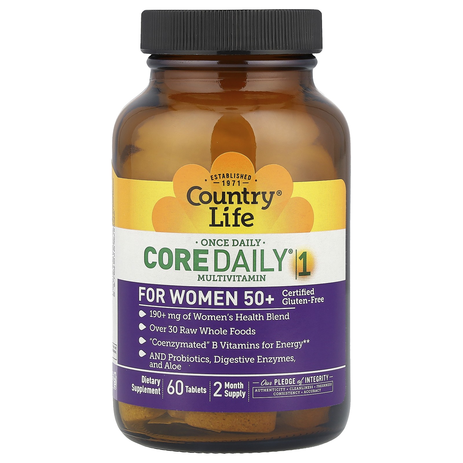 Country Life Core Daily-1 Multivitamins Women 50 60 Tablets Gluten-Free, GMP
