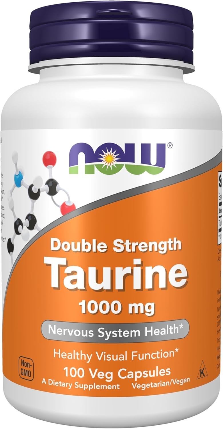 NOW Foods Taurine 1000mg Double Strength 100 Veg Capsules Nervous System