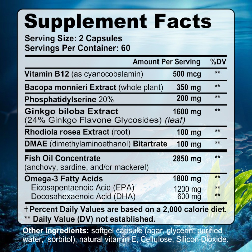 Kenofor Performance Formula with Ginkgo Biloba Omega 3 Fish Oil 30/60/120 Caps