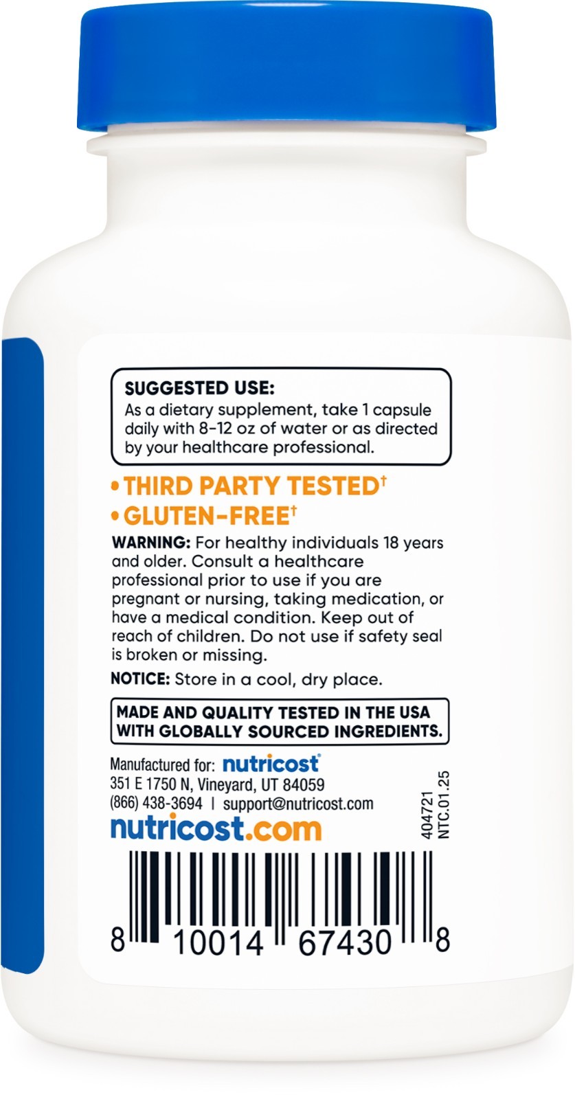 Nutricost Chelated Manganese Supplement 8mg, Amino Acid Chelate, 120 Capsules