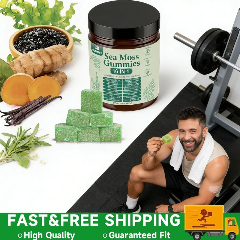 Quality – High 16 in 1 Organic Sea Moss Gummy | Irishmoss Extract 6000Mg | Green