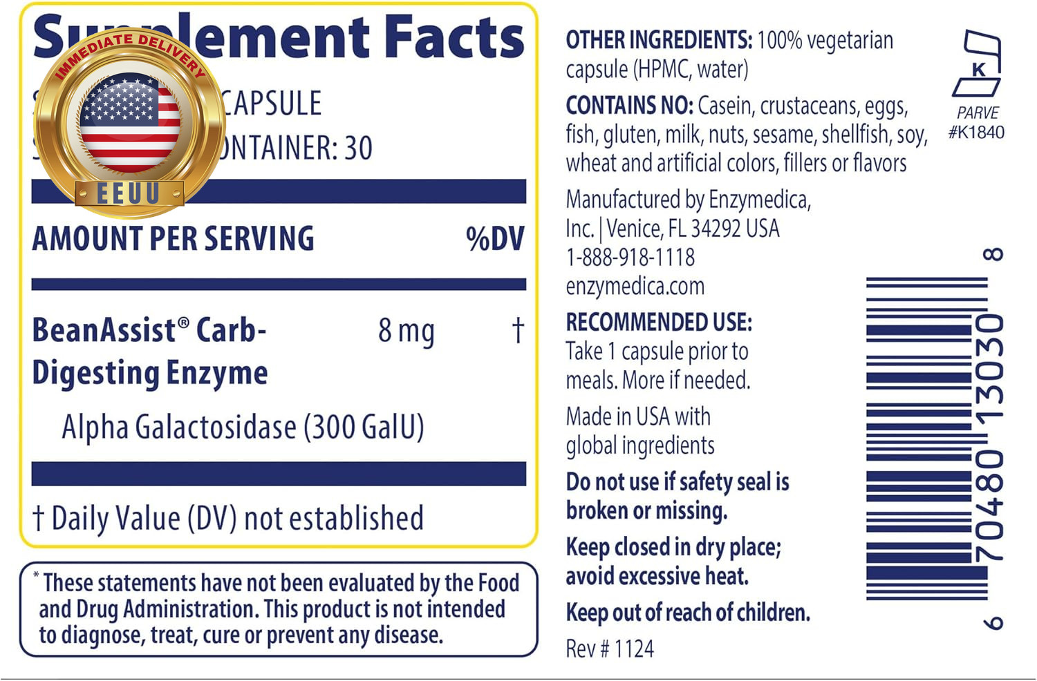 Beanassist – Digestive Enzyme Supplement for Women & Men, Alpha Galactosidase En