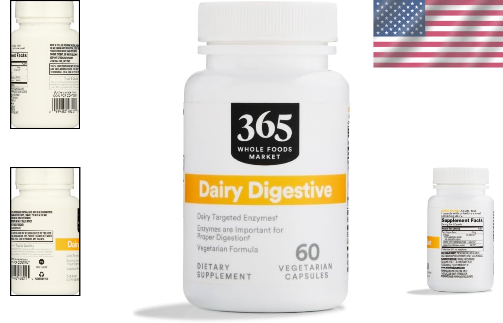 60 Count Dairy Digestive Enzymes: Unflavored Capsules for Supreme Digestion