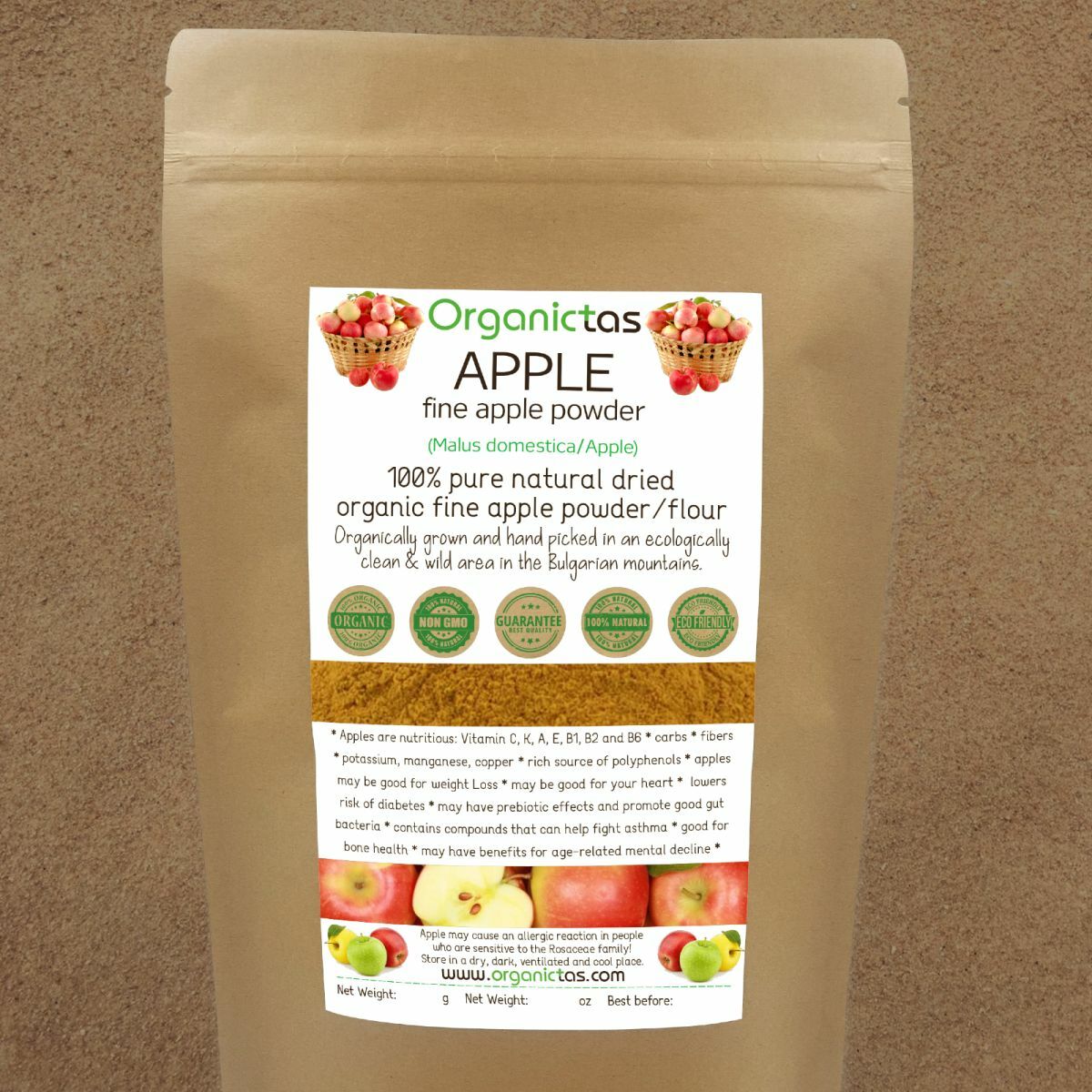 Pure Organic Apple Powder, 100% Natural Vitamin, Mineral & Antioxidant Source