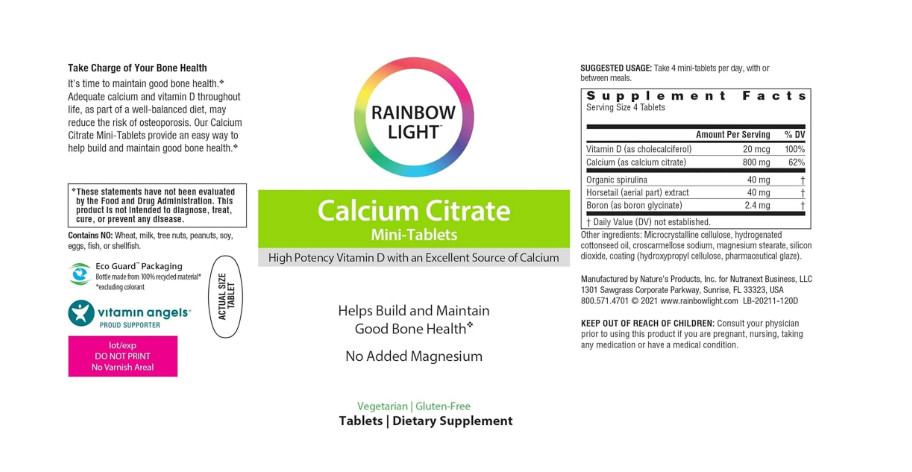 2 Pack Rainbow Light Calcium Citrate 120 Mini-Tablets Each – Bone Health