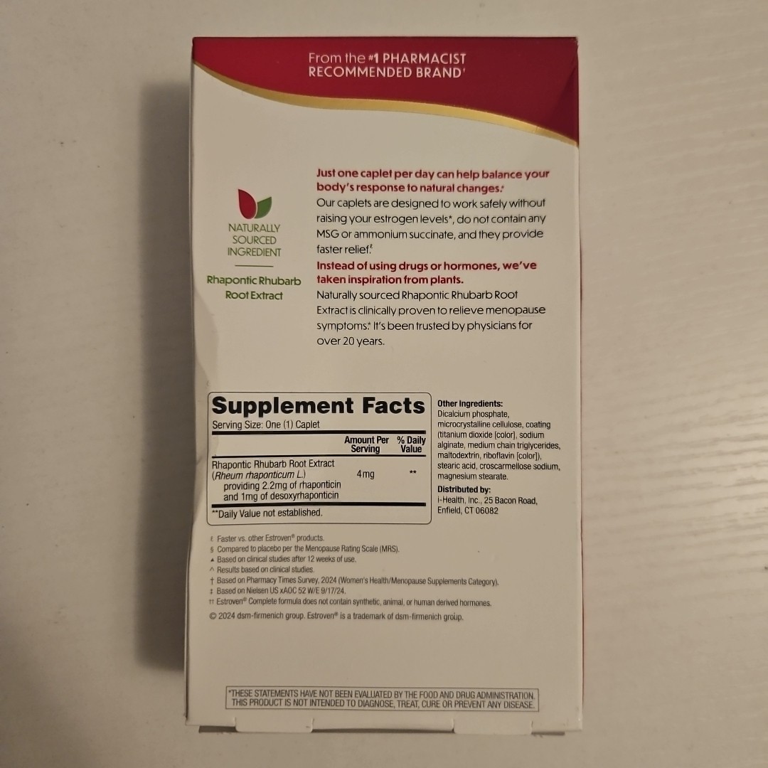 Estroven Complete Menopause Relief 28 Vegetarian Caplets Exp 2025+