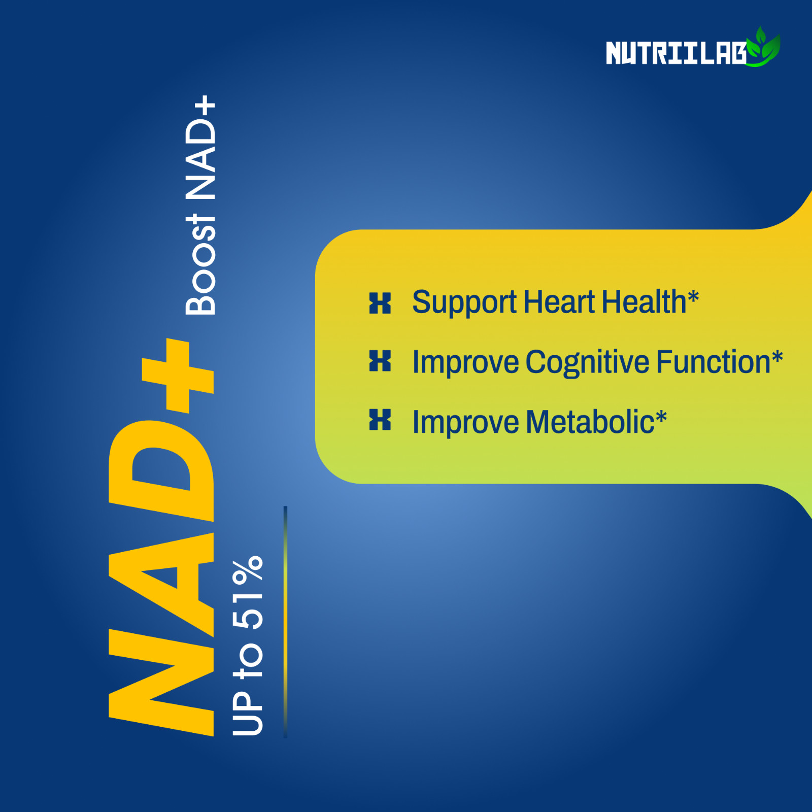 NutriiLab NAD+ Supplement Cellular Energy Anti-Aging DNA Repair Longevity Caps