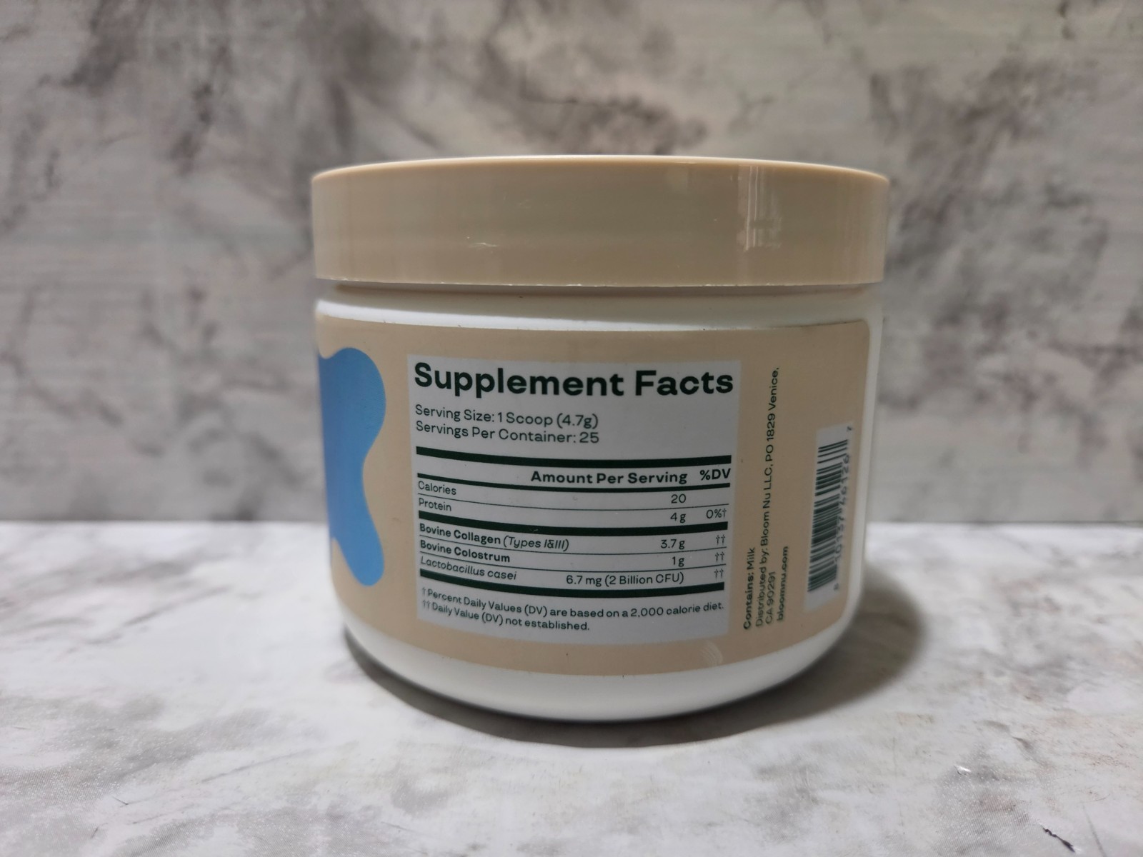 Bloom Colostrum & Collagen Peptides Unflavored 25 Servings 4.16 OZ 1/2027