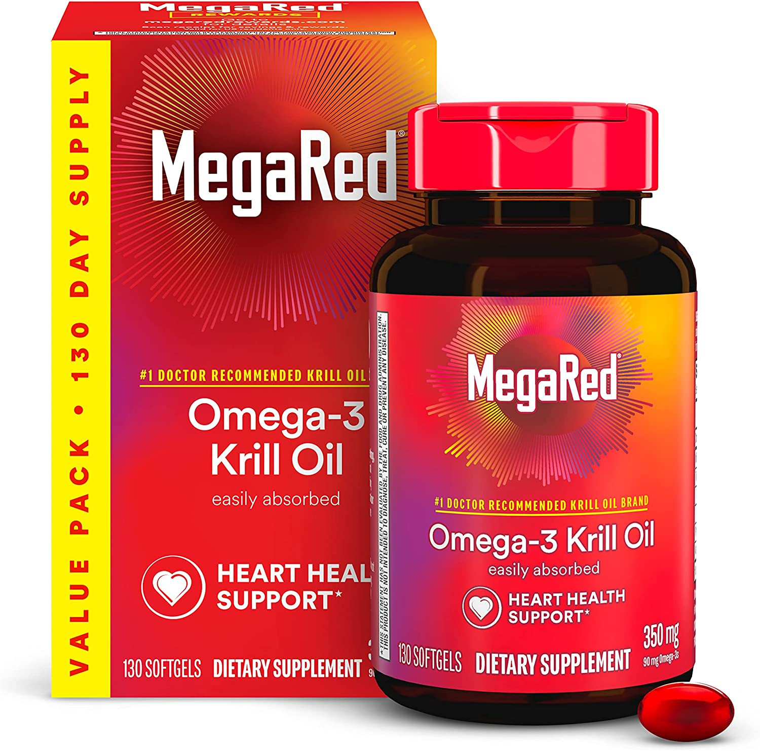 – Omega-3 Krill Oil 350Mg Softgels (130 Count in a Bottle), EPA & DHA Omega-3 Fa