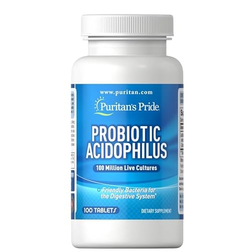 Puritan’s Pride Probiotic Acidophilus Tablets, White, 100 Count
