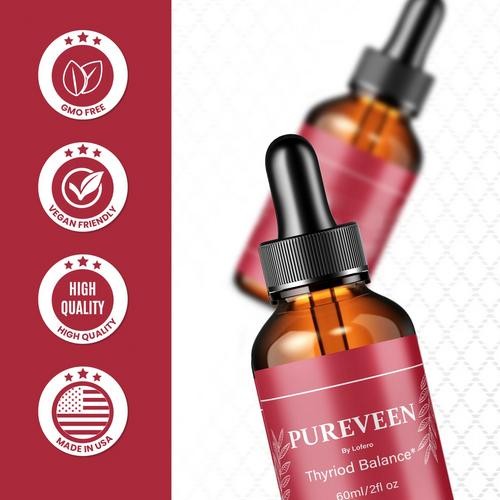 1-3 Pack Pureveen Drops Thyroid Balance Support Dietary Supplement Liquid 60ML`