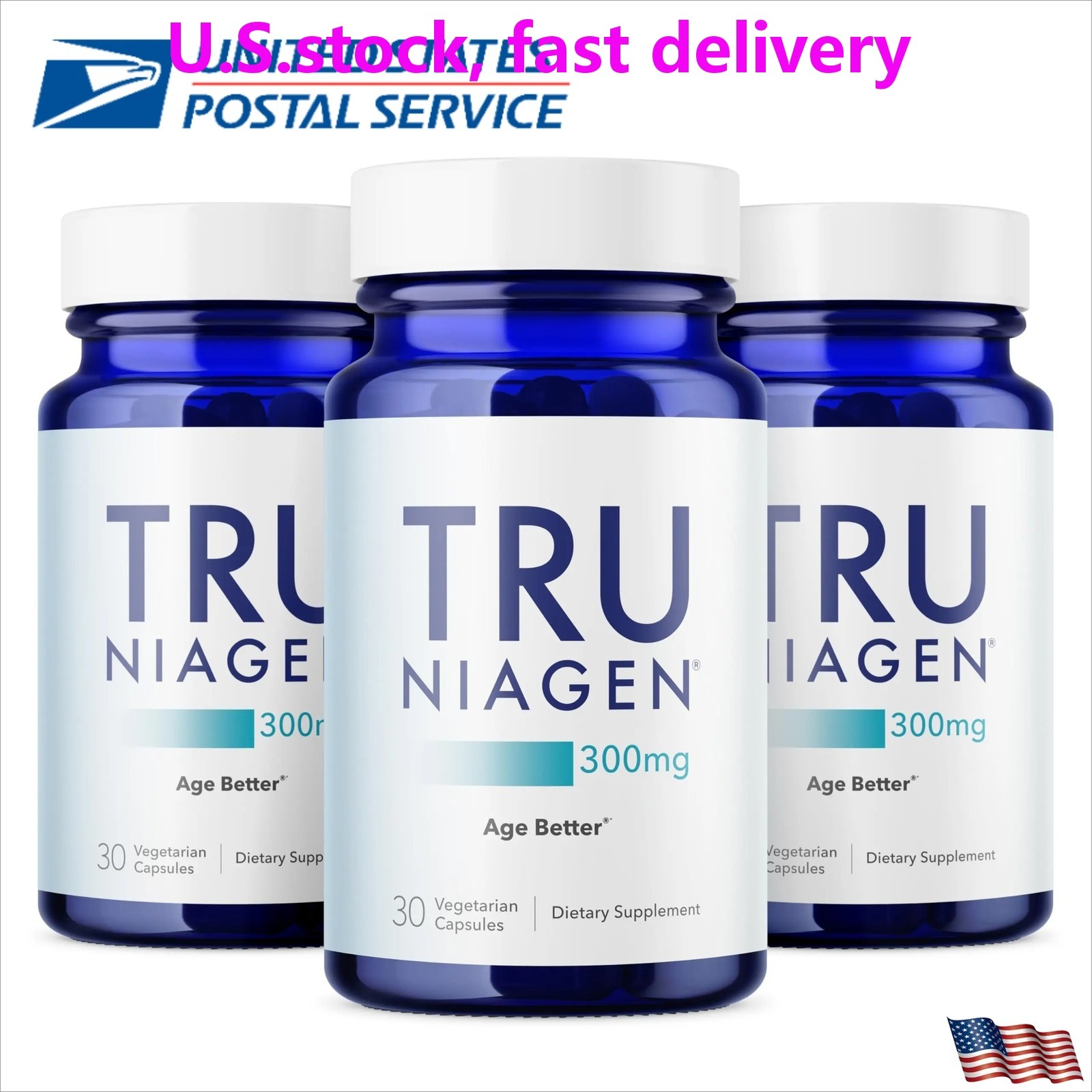 Tru Niagen NAD+ 300mg 3 Pack Brain Energy Metabolism Fitness Supplement Capsules
