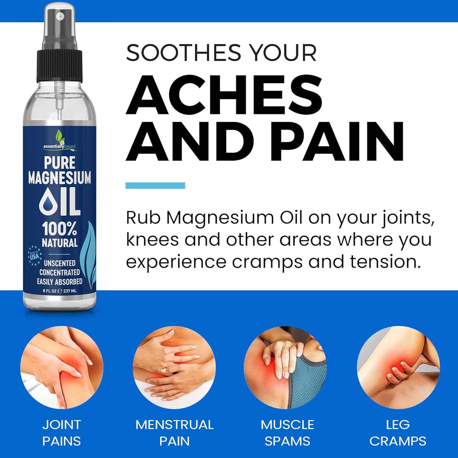 Pure Magnesium Oil Spray 8oz – Topical 8 Ounce (Pack of 1)