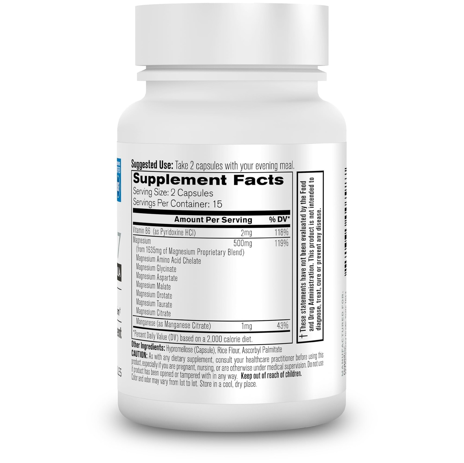 Organixx Magnesium Supplement, Natural 30 Count (Pack of 1)