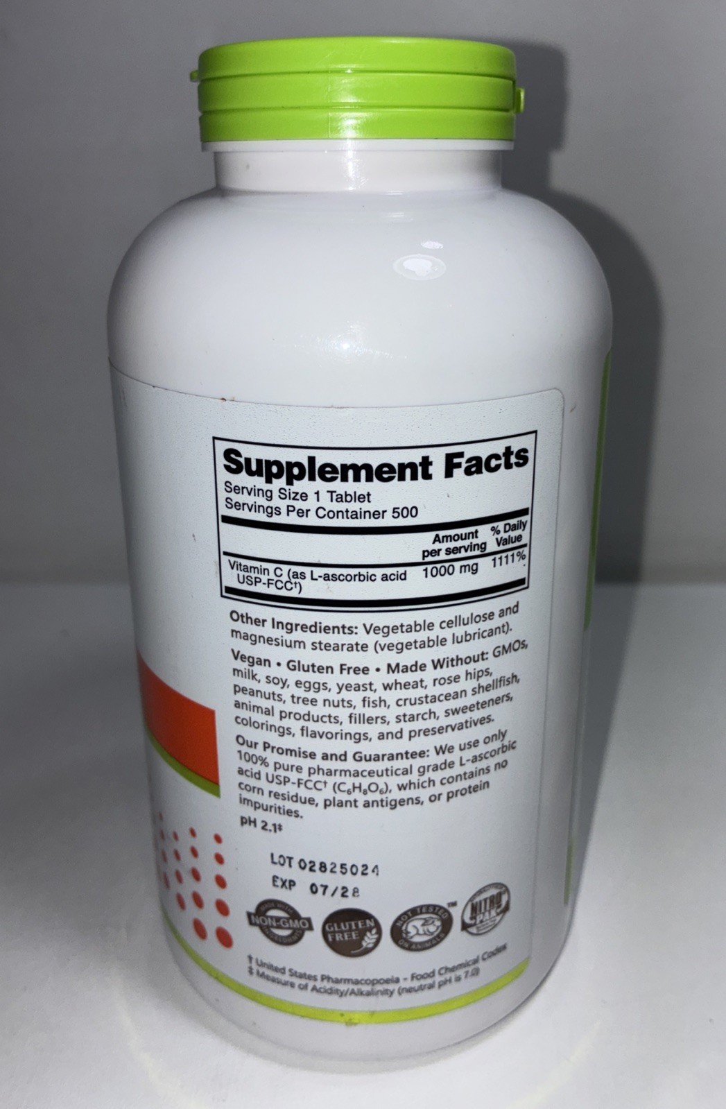 New NutriBiotic Vitamin C /500 Vegan Tablets / Exp 07/2028