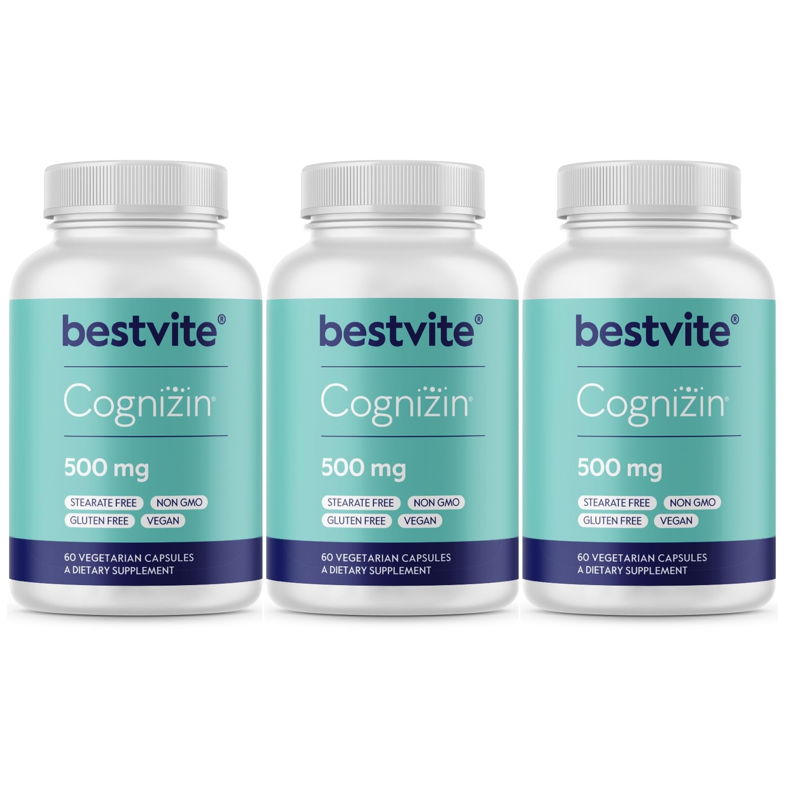 BESTVITE Cognizin 500mg 180 Vegetarian Capsules 60×3 – Clinically Studied Pre…