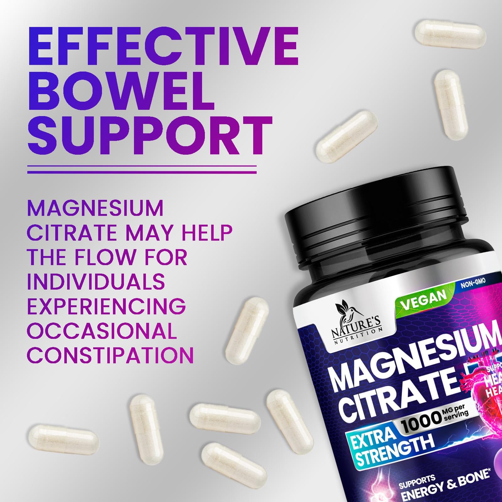 Magnesium Citrate 1000mg Per Serving – 3X Strength 120 Count (Pack of 1)
