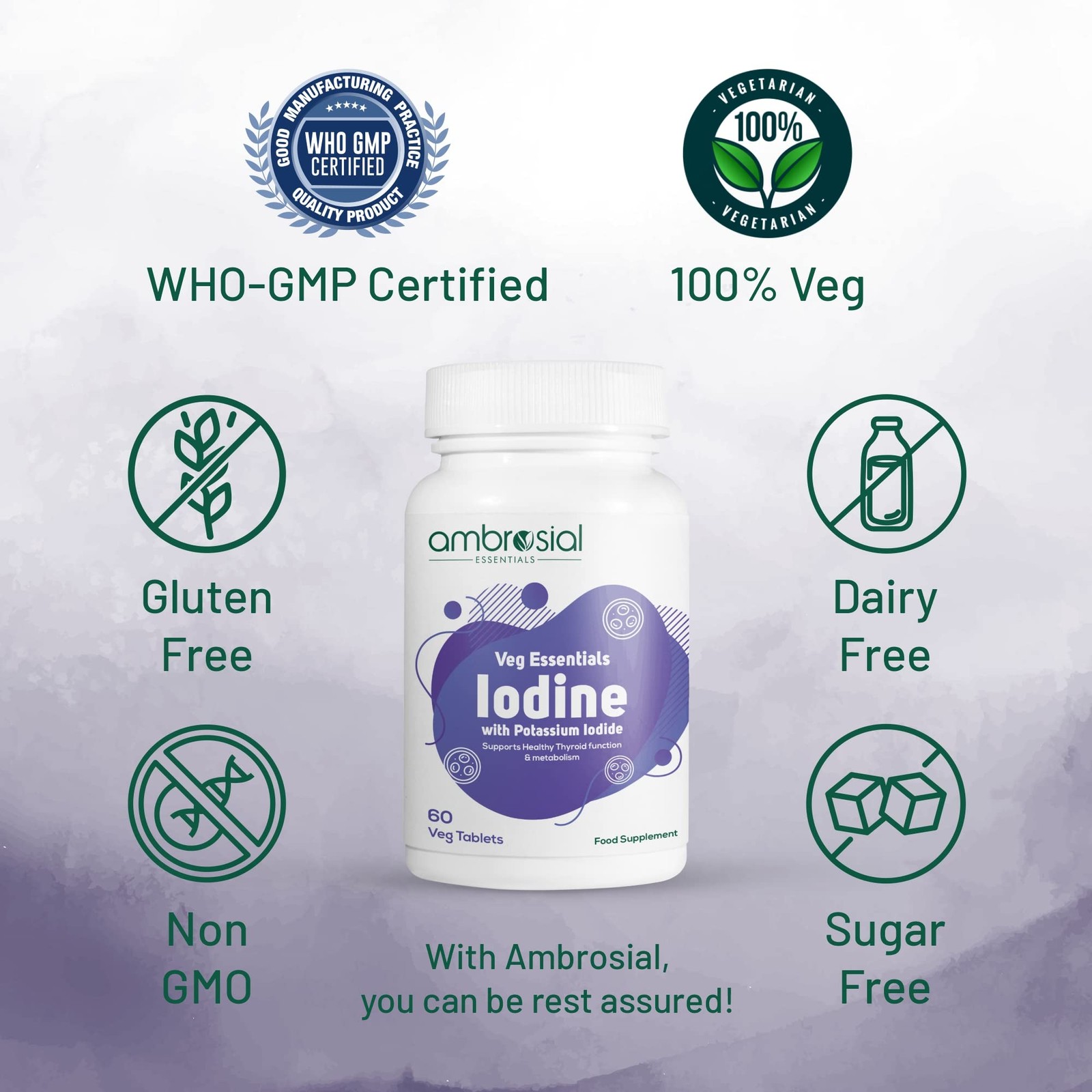 Ambrosial Iodine 5000Mcg Tablets Pack Of 1-60 Tablets