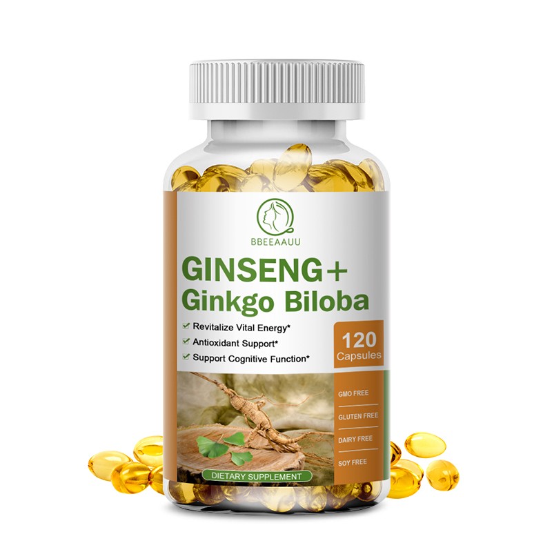 120pcs GINSENG+Ginkgo Biloba Capsules ,Antioxidant Cognitive Function Support