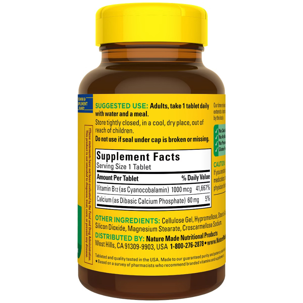Nature Made Vitamin B12 1000 mcg, Energy Metabolism Support Time Release Tablets