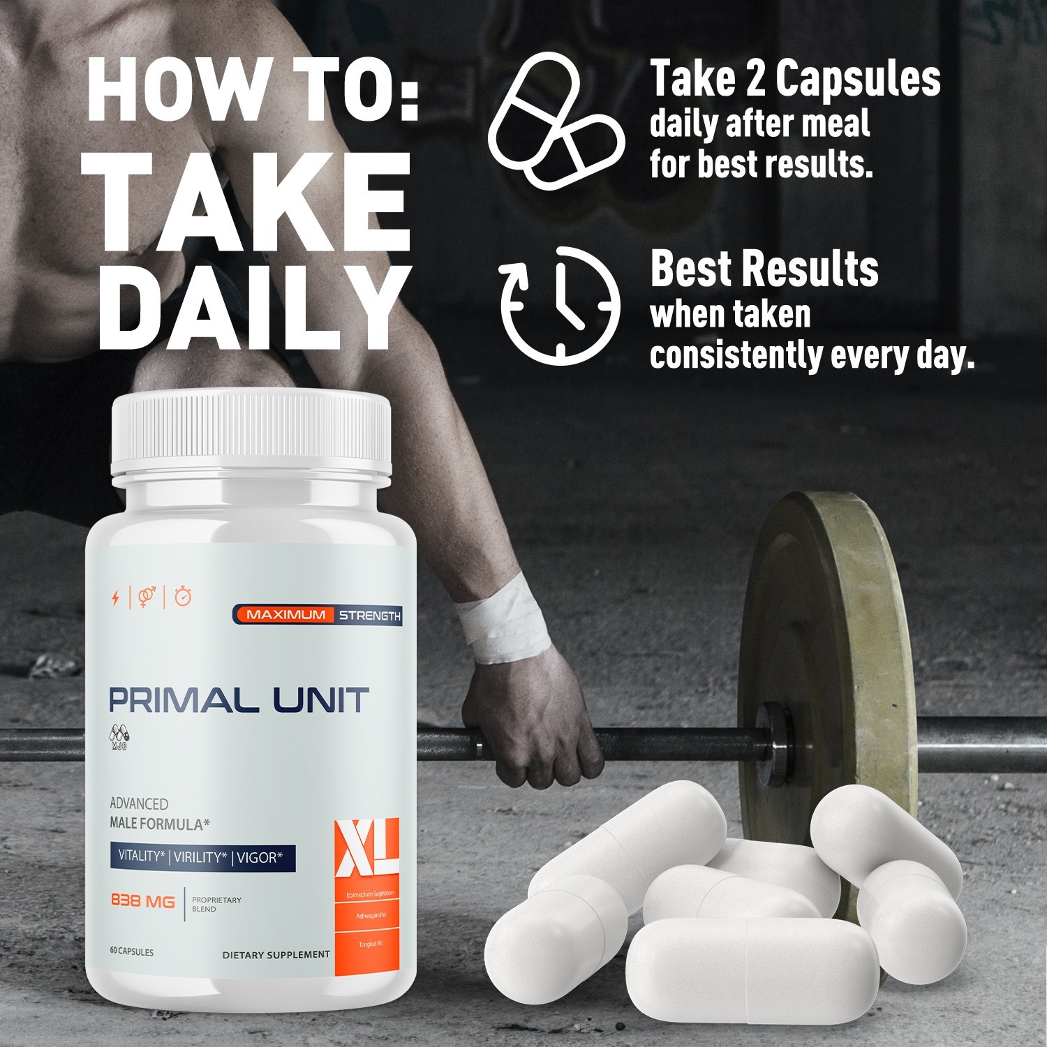 (3 Pack) Primal Unit XL Advanced Male Health Support PrimalUnitXL 180 Capsules