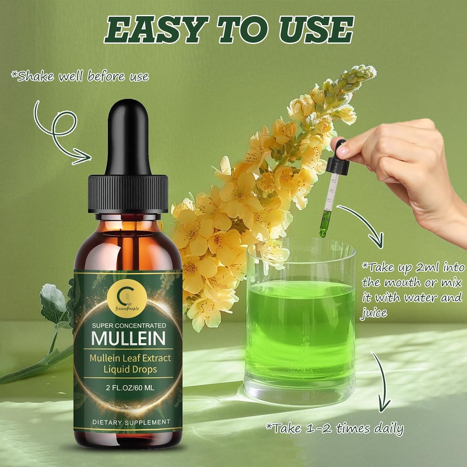 Mullein Leaf Extract Extra Strength Respiratory Health Immune Support 2oz