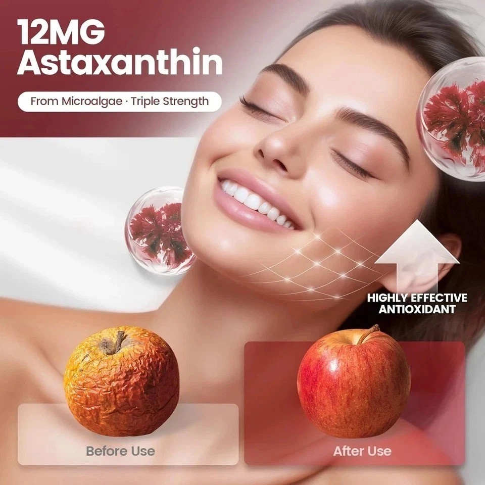 Astaxanthin 12mg 240 Softgels, 4 Month Supply,Triple Strength,Non-GMO, (2 Pack)