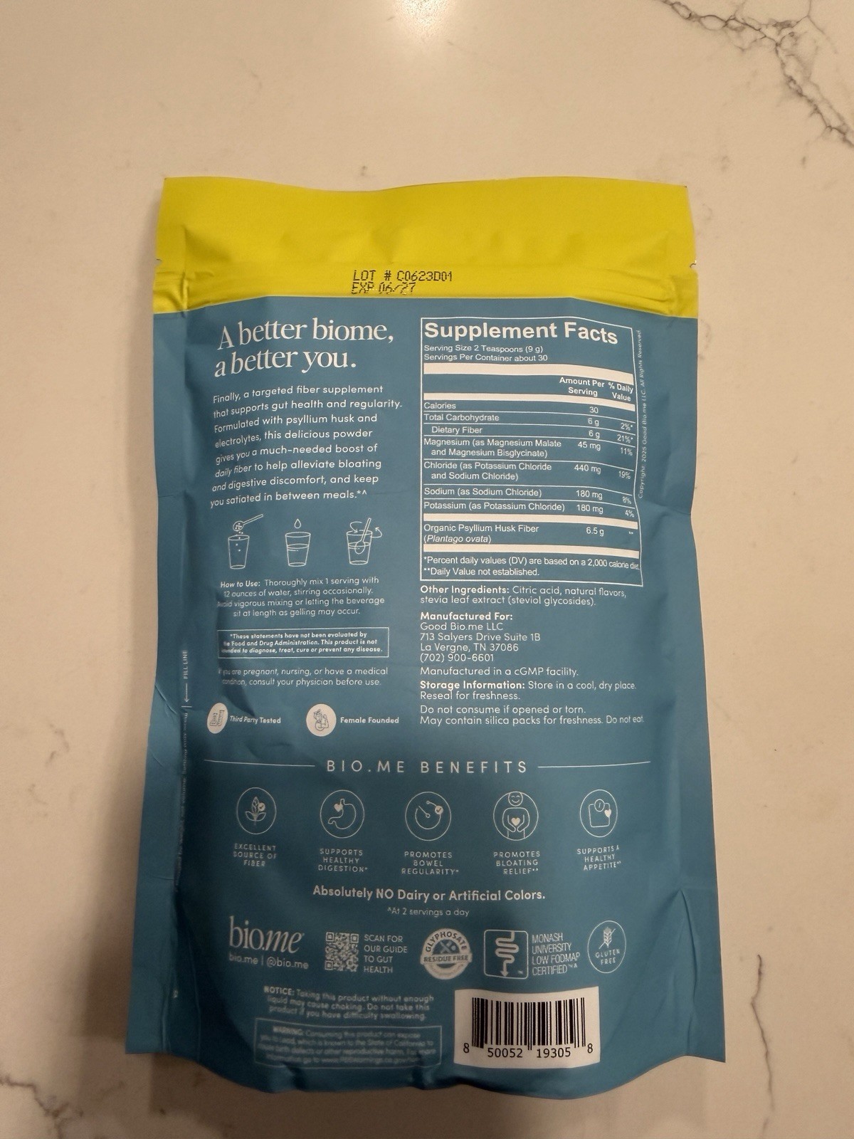 Psyllium Husk Fiber Powder for Digestive Health & Bloating Relief – 30 Servings