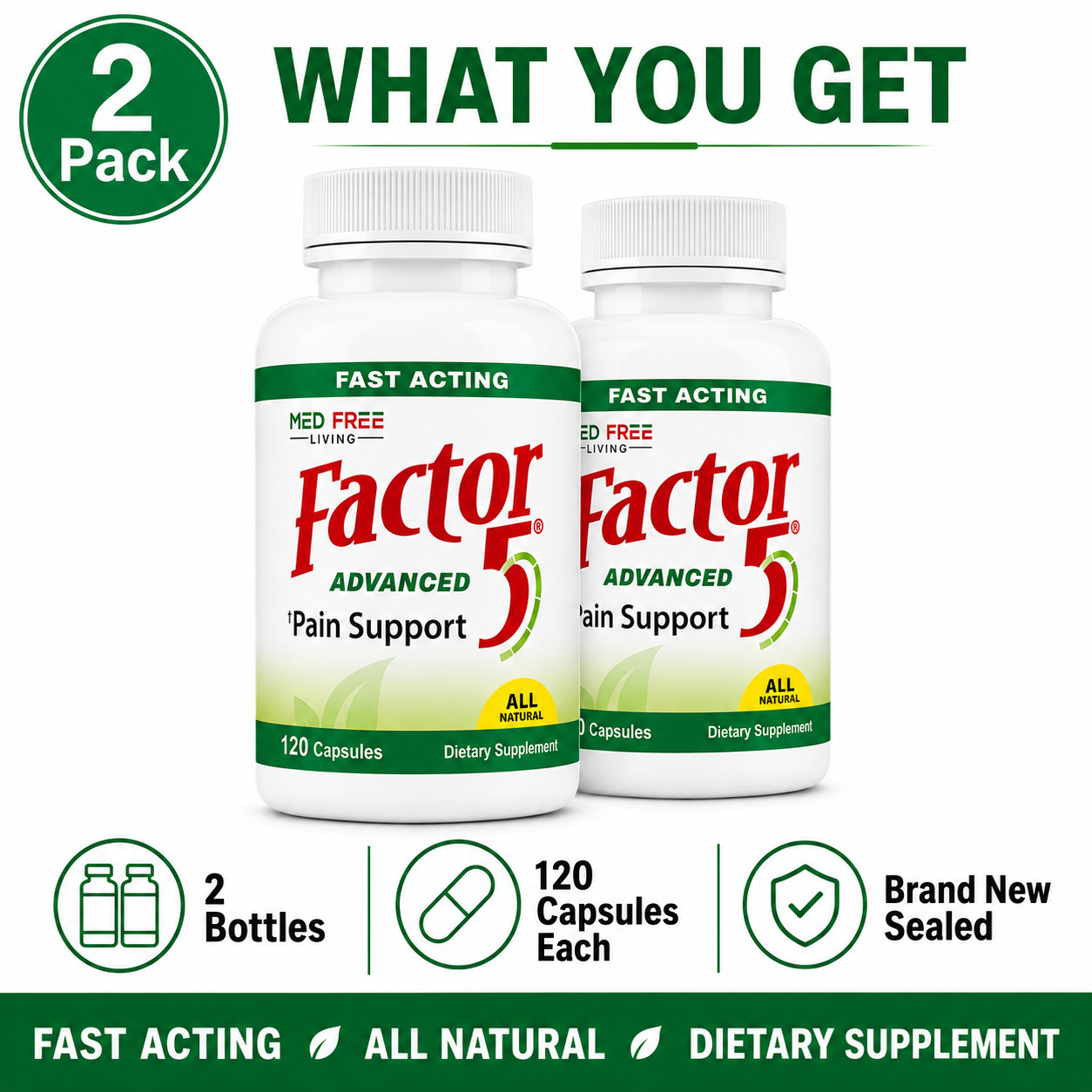 Med Free Living Factor 5 Advance Joint Support 2 Bottles